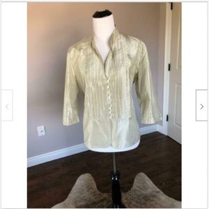 ARMANI COLLEZIONI Silk Taffeta Striped Shirt SZ 12